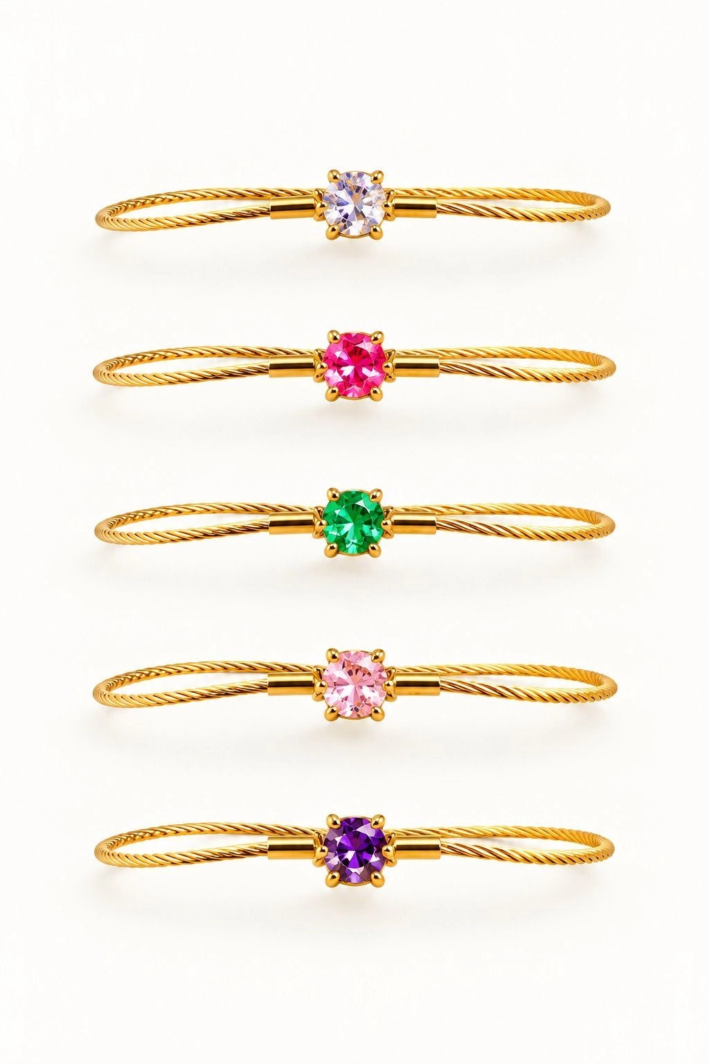 ROUND CRYSTAL WIRE BANGLE