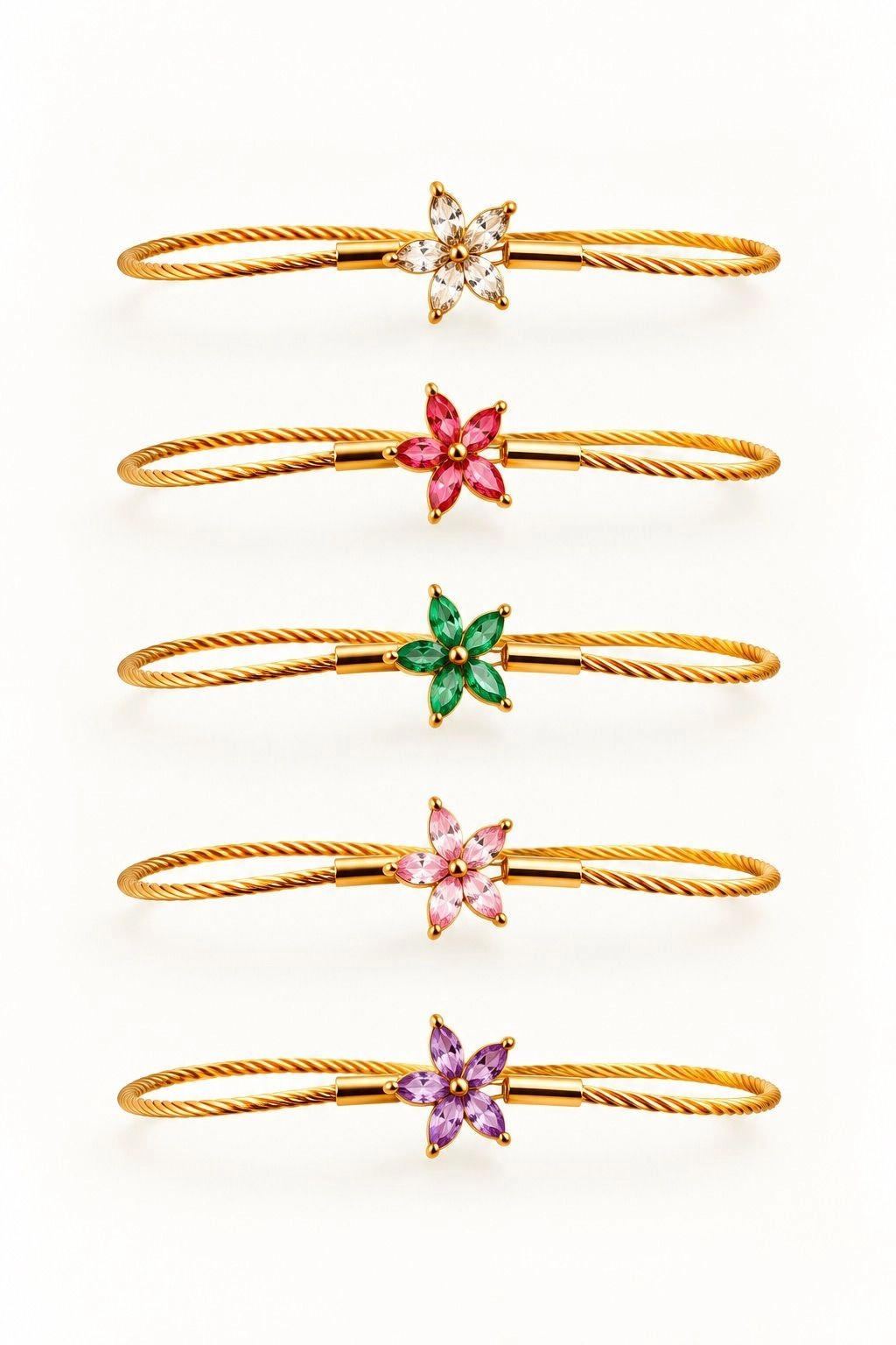 FLORAL CRYSTAL WIRE BANGLE