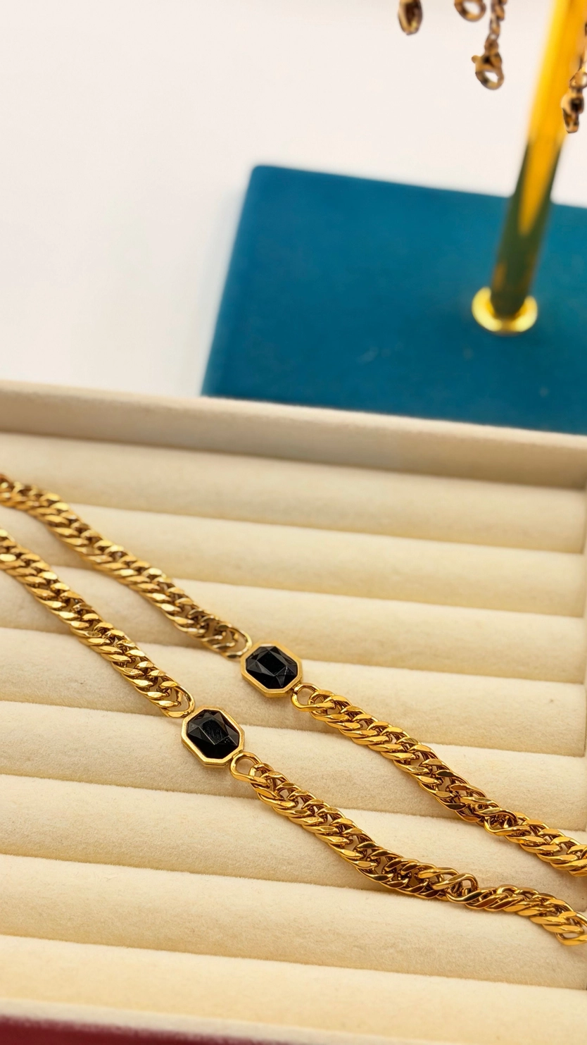BLACK STONE ANKLET(PAIR) 2