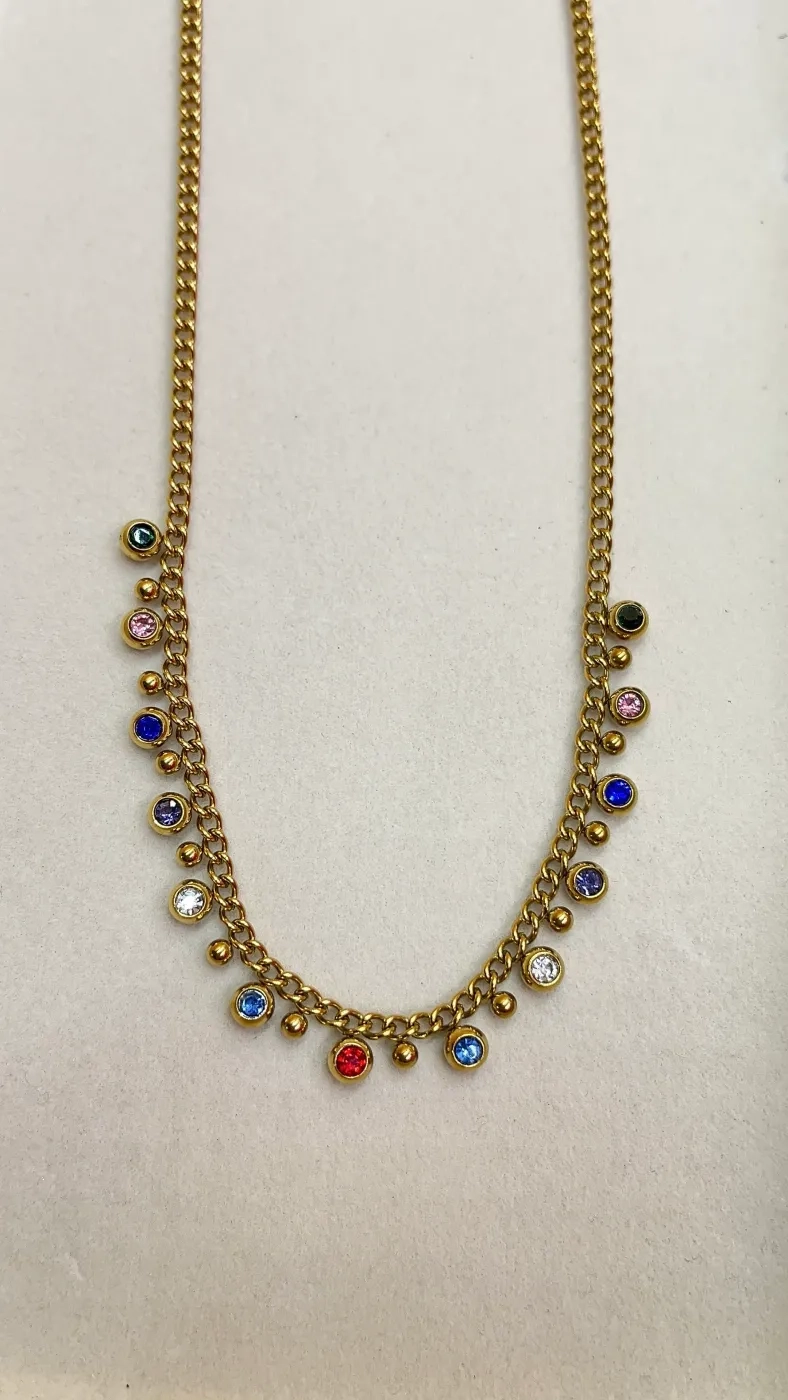 RAINBOW CHARM CHOKER NECKCHAIN