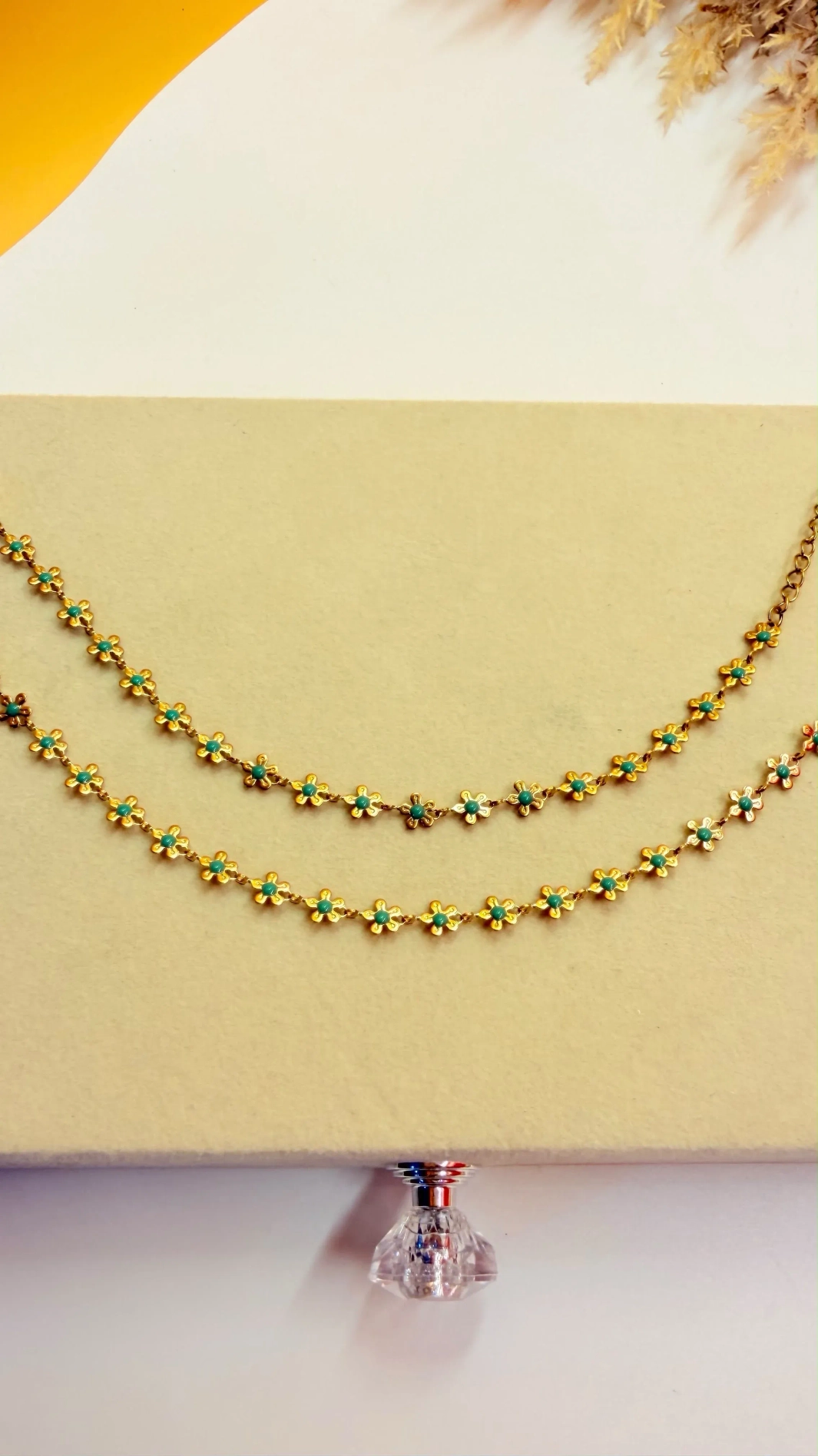GREEN FLOWER ANKLET KIDS(pair) 2