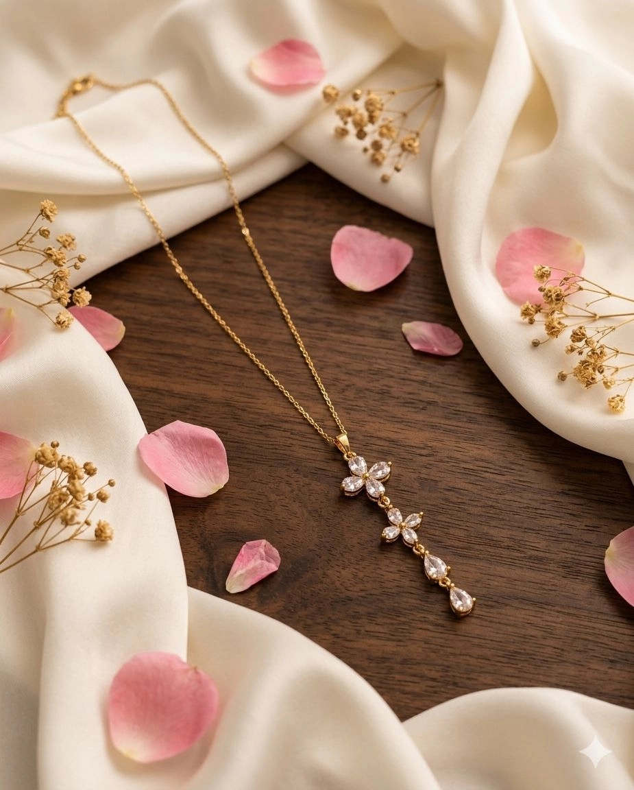 Petal drop Y necklace