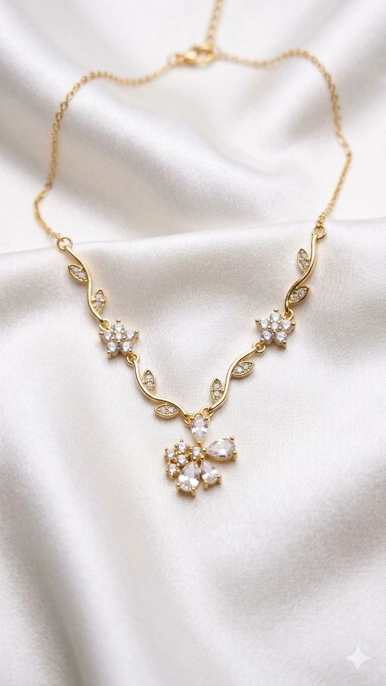 Crystal flora vine necklace