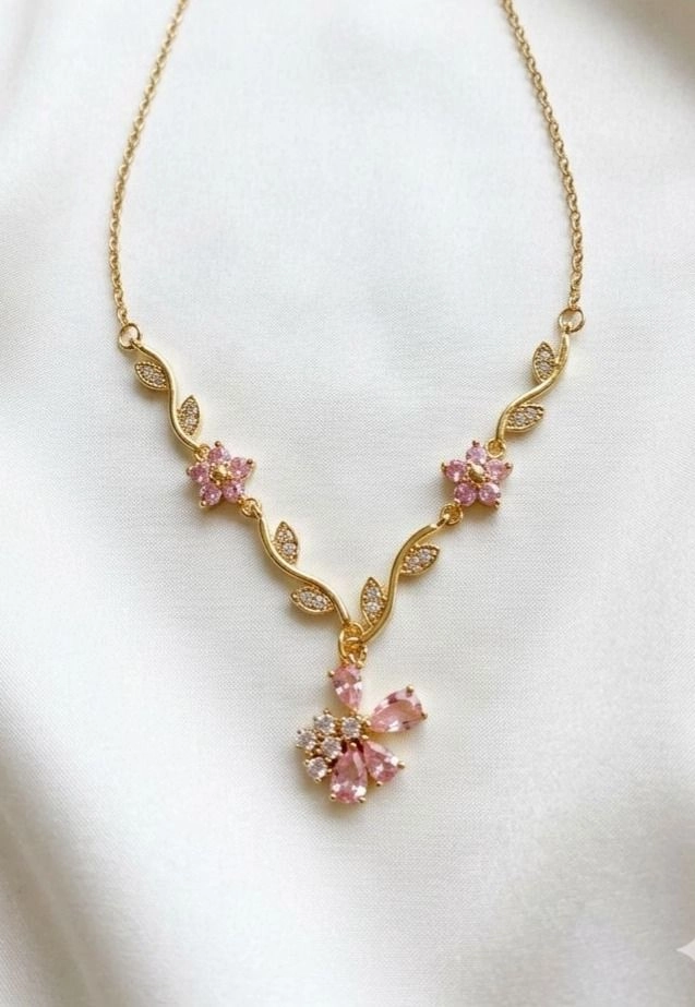Pink floral vine necklace