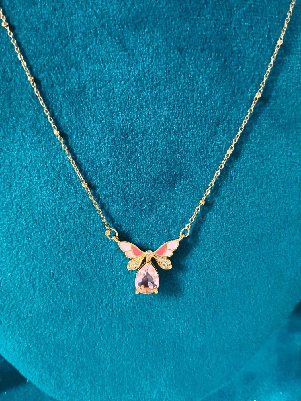 Pink butterfly necklace 1