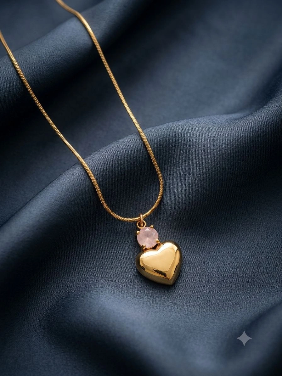 White stone heart pendant necklace