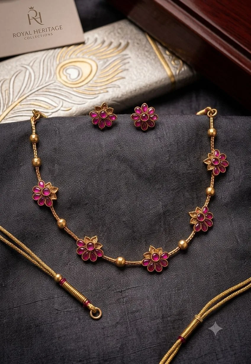 Gulabi floral choker set 1
