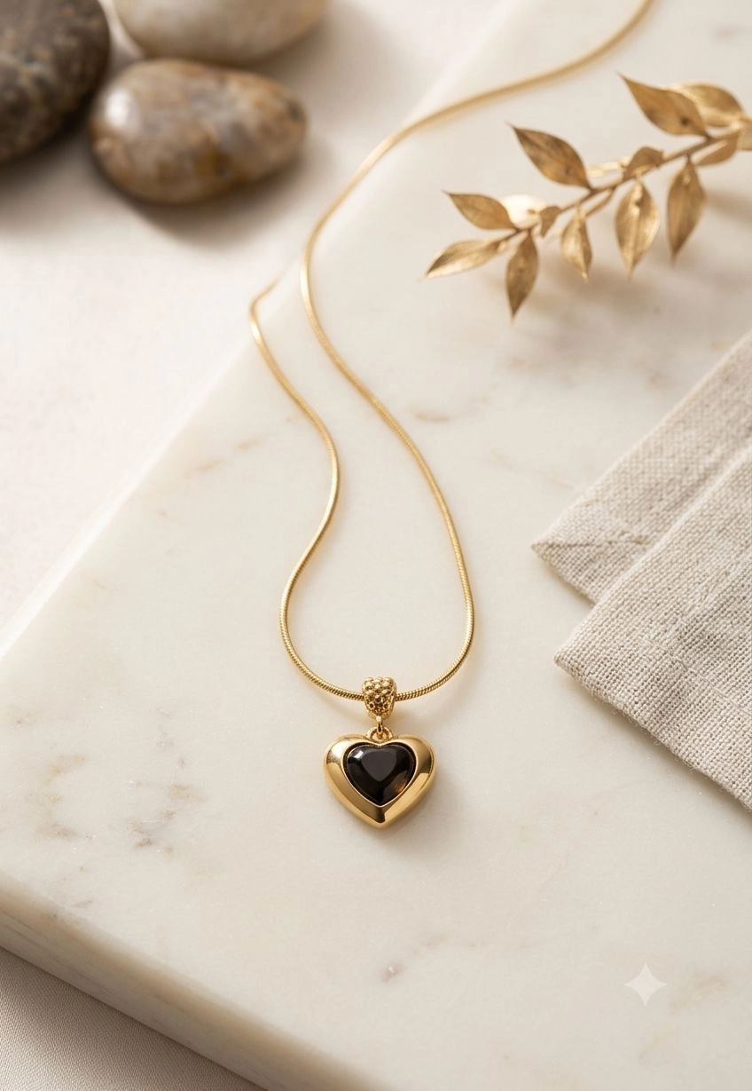 Black heart pendant necklace