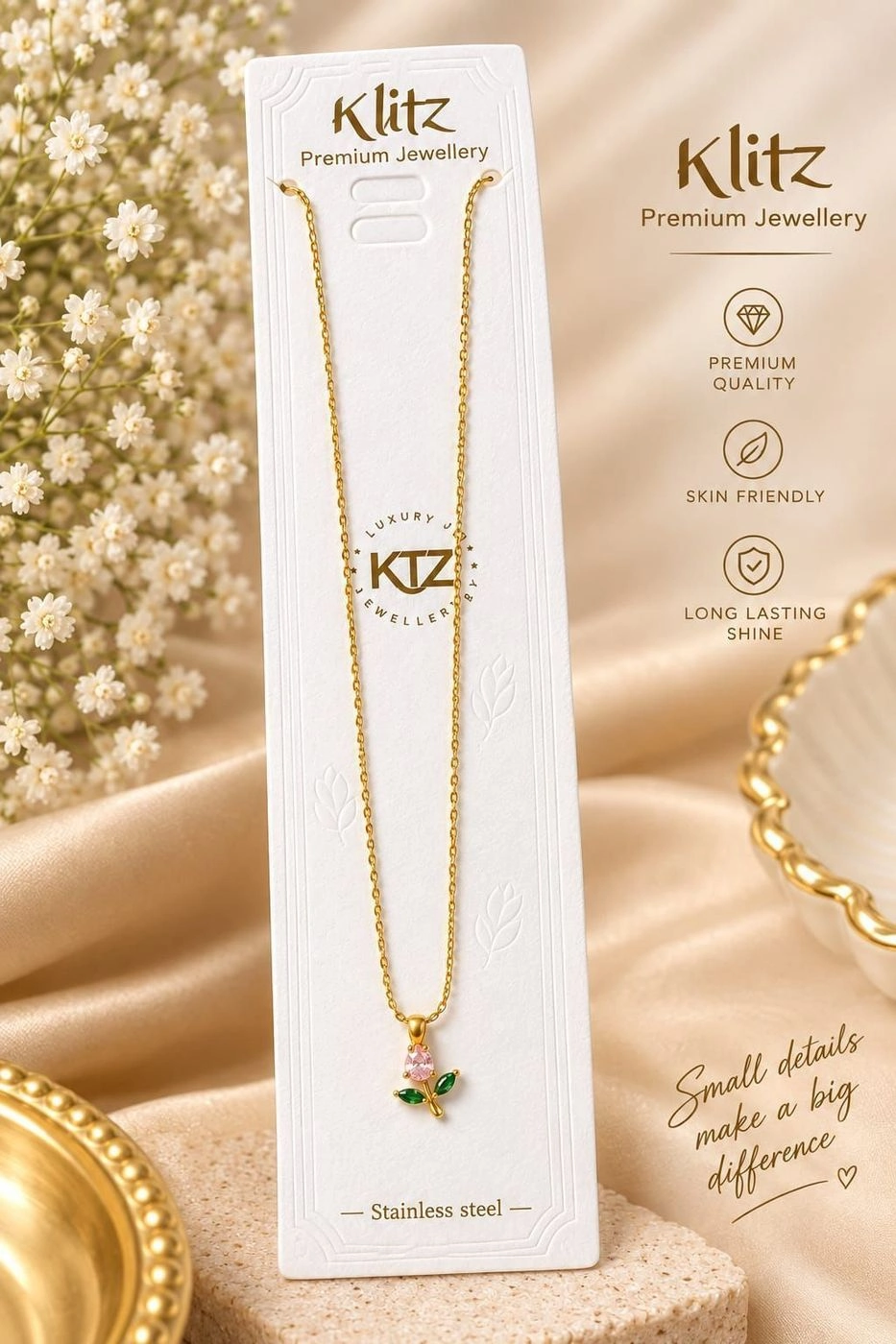 Pink n green tulip neck chain