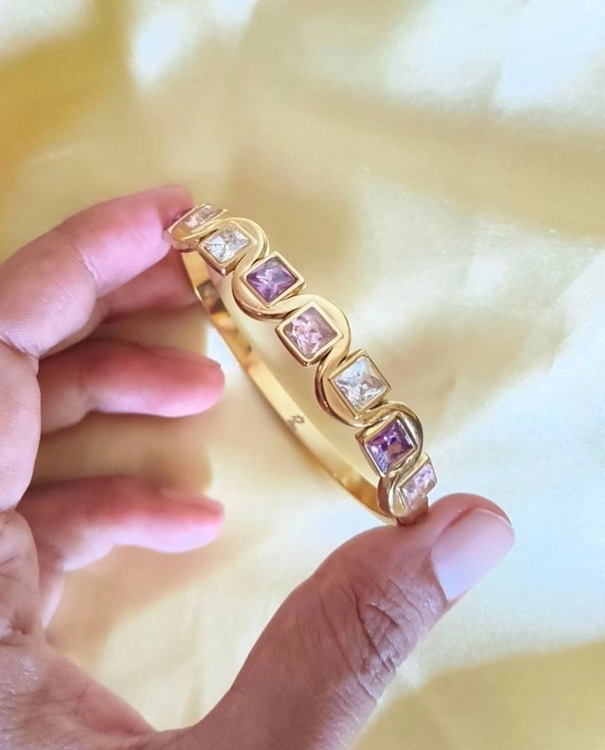 Purple white stone bangle( size2.2) 2