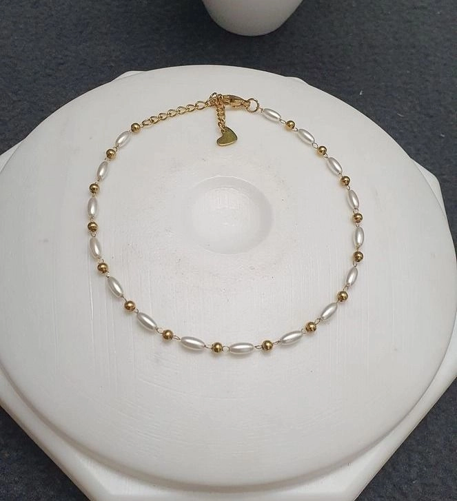 White Pearl Anklet for Women 2pcs Pair 2