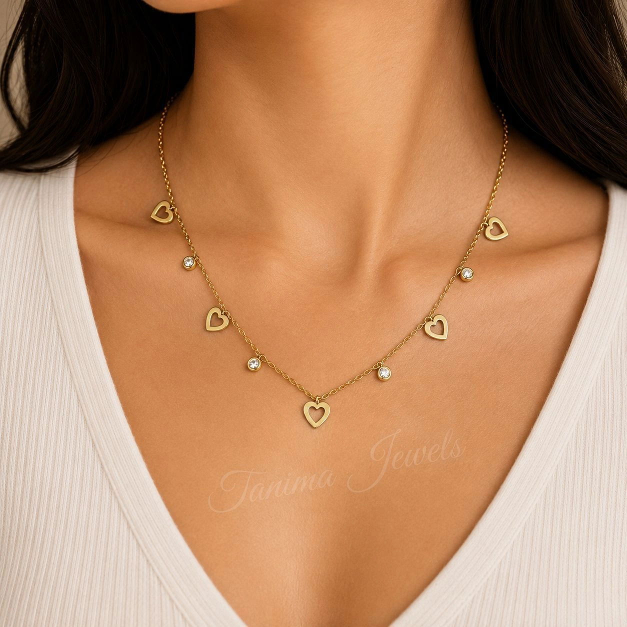 Antitarnish Necklace Heart & Stone