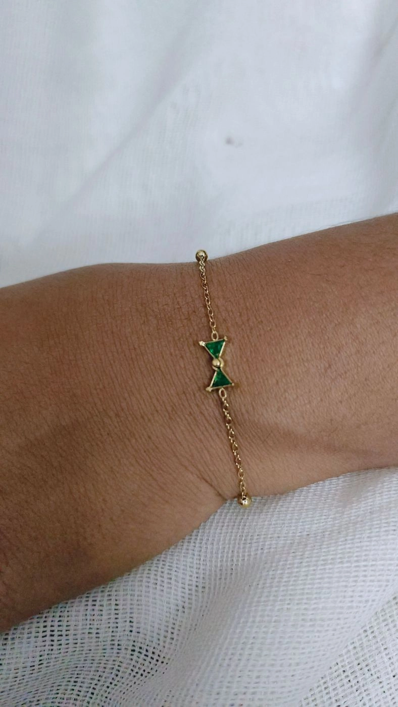 Antitarnish Green Bow Bracelet