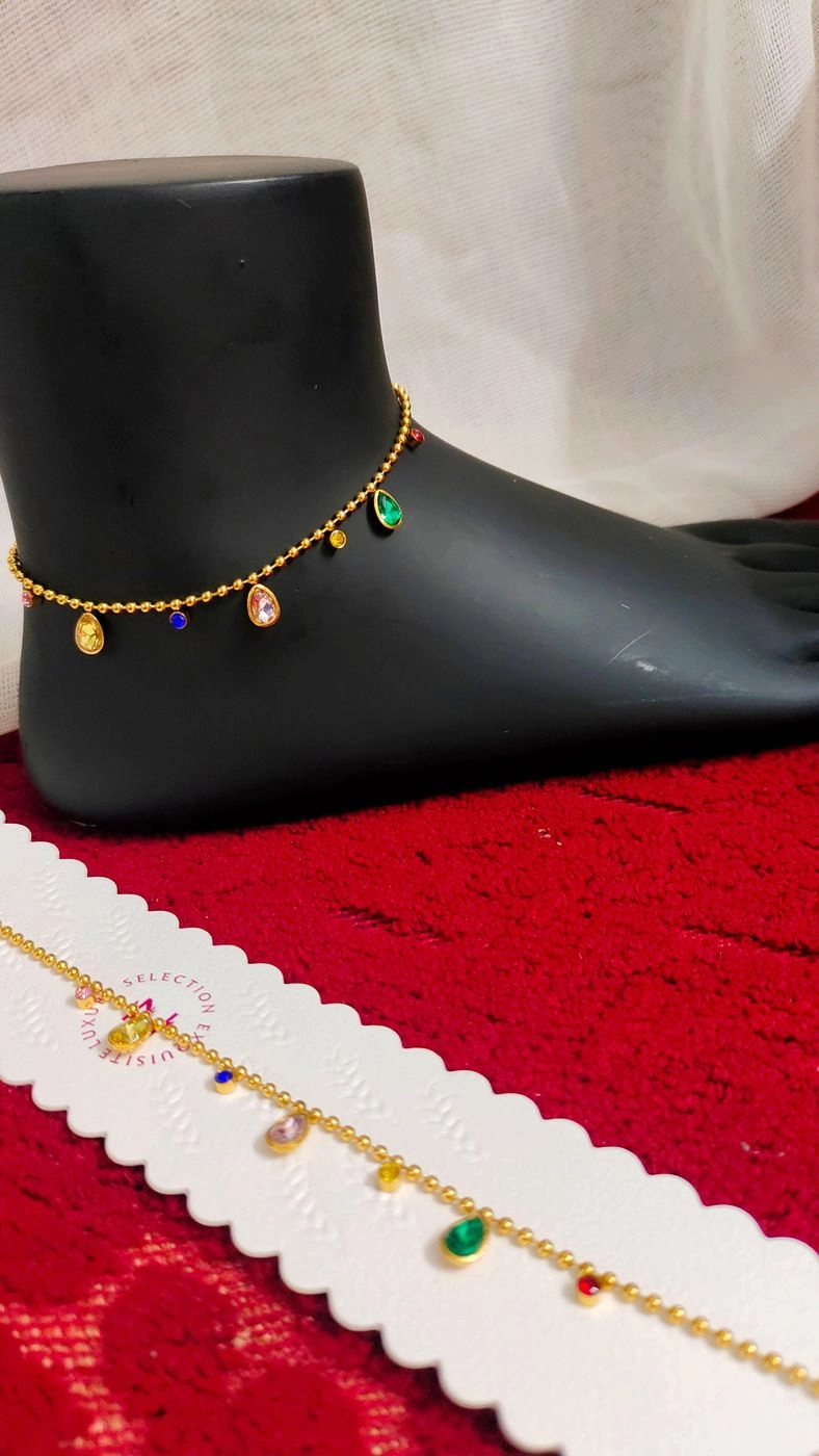 Antitarnish Multicolour Drop Kids Anklet