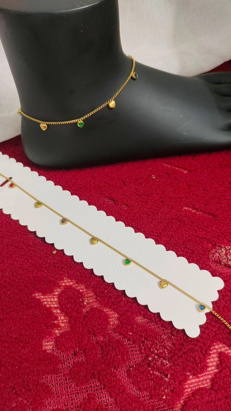 Antitarnish Kids Multicolor Heart Anklet