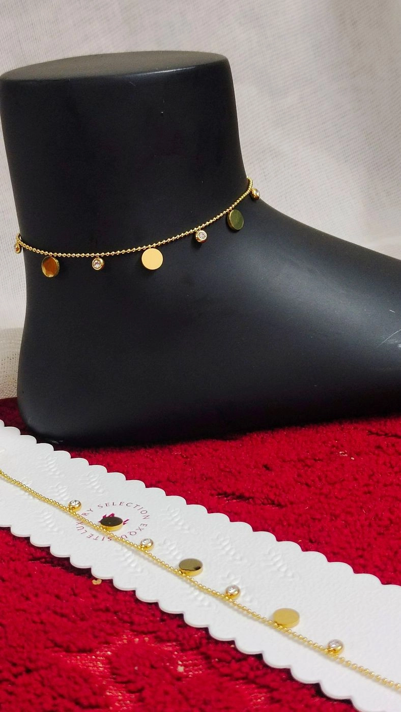 Antitarnish coin & stone Kids Anklet