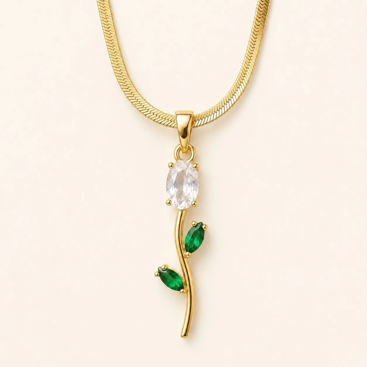 Tulip Pendant Necklace- White and Green