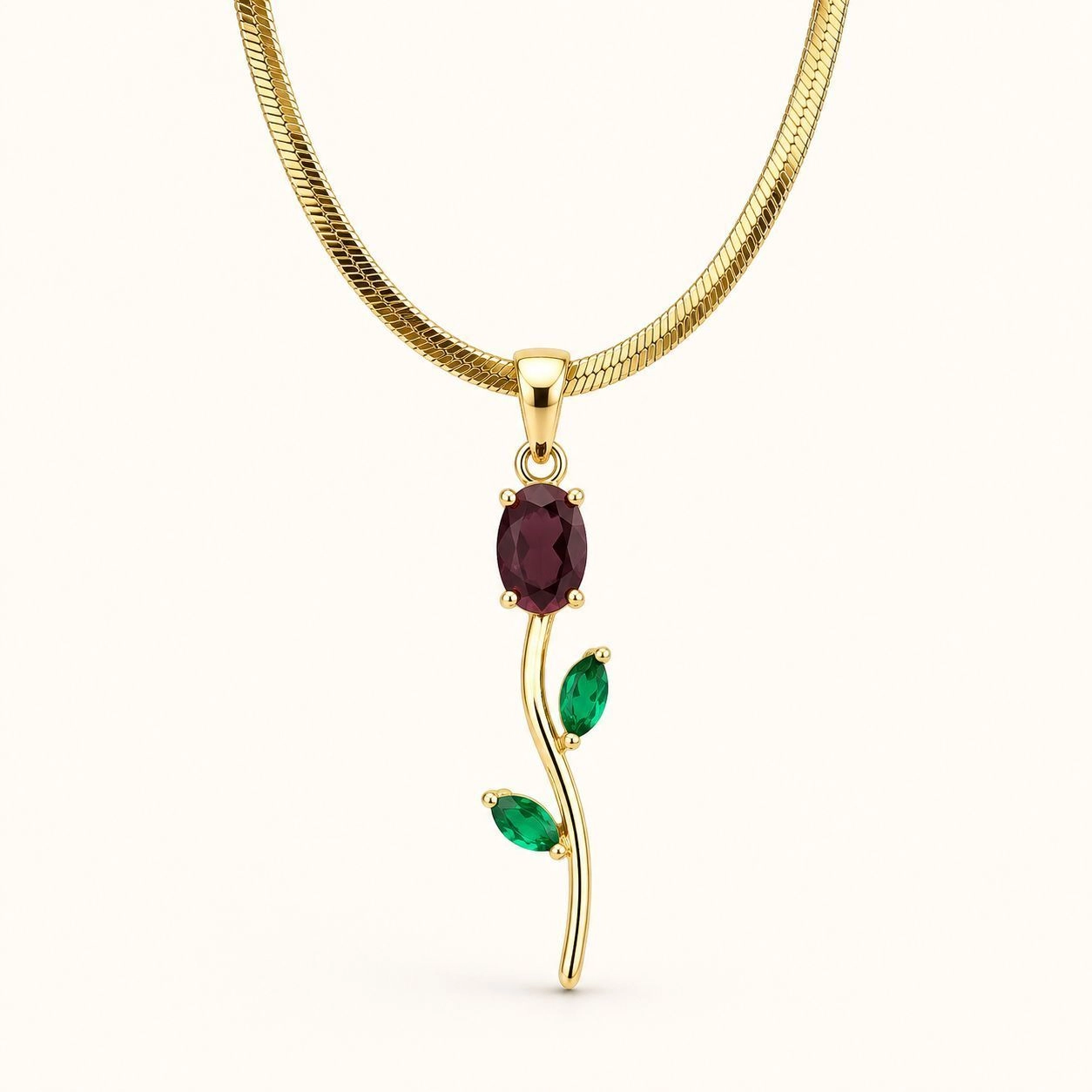 Tulip Pendant Necklace - Violet and Green