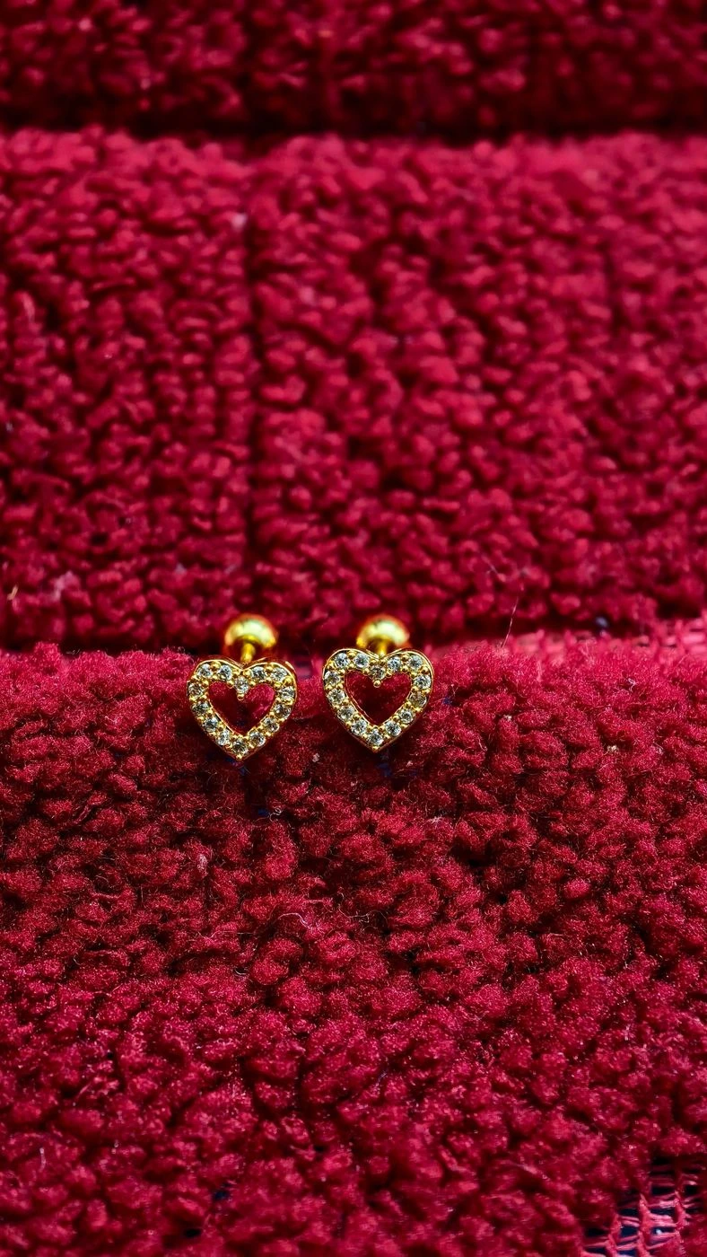 Antitarnish Heart Stud Earrings 3