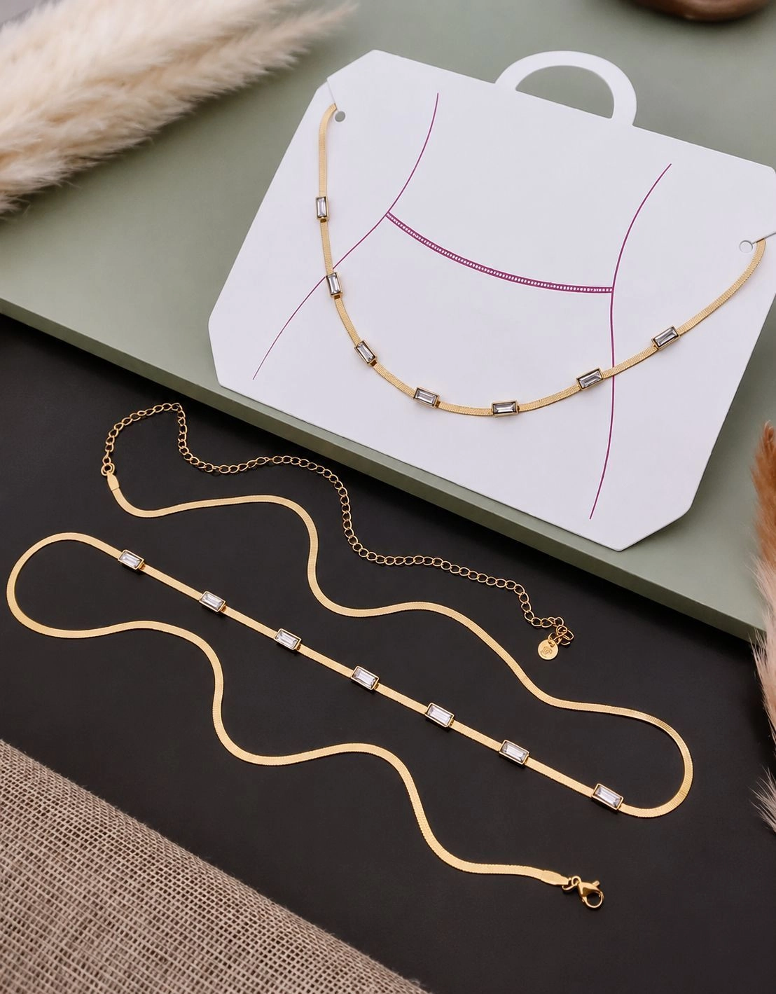 Antitarnish Snake Waist chain with stone