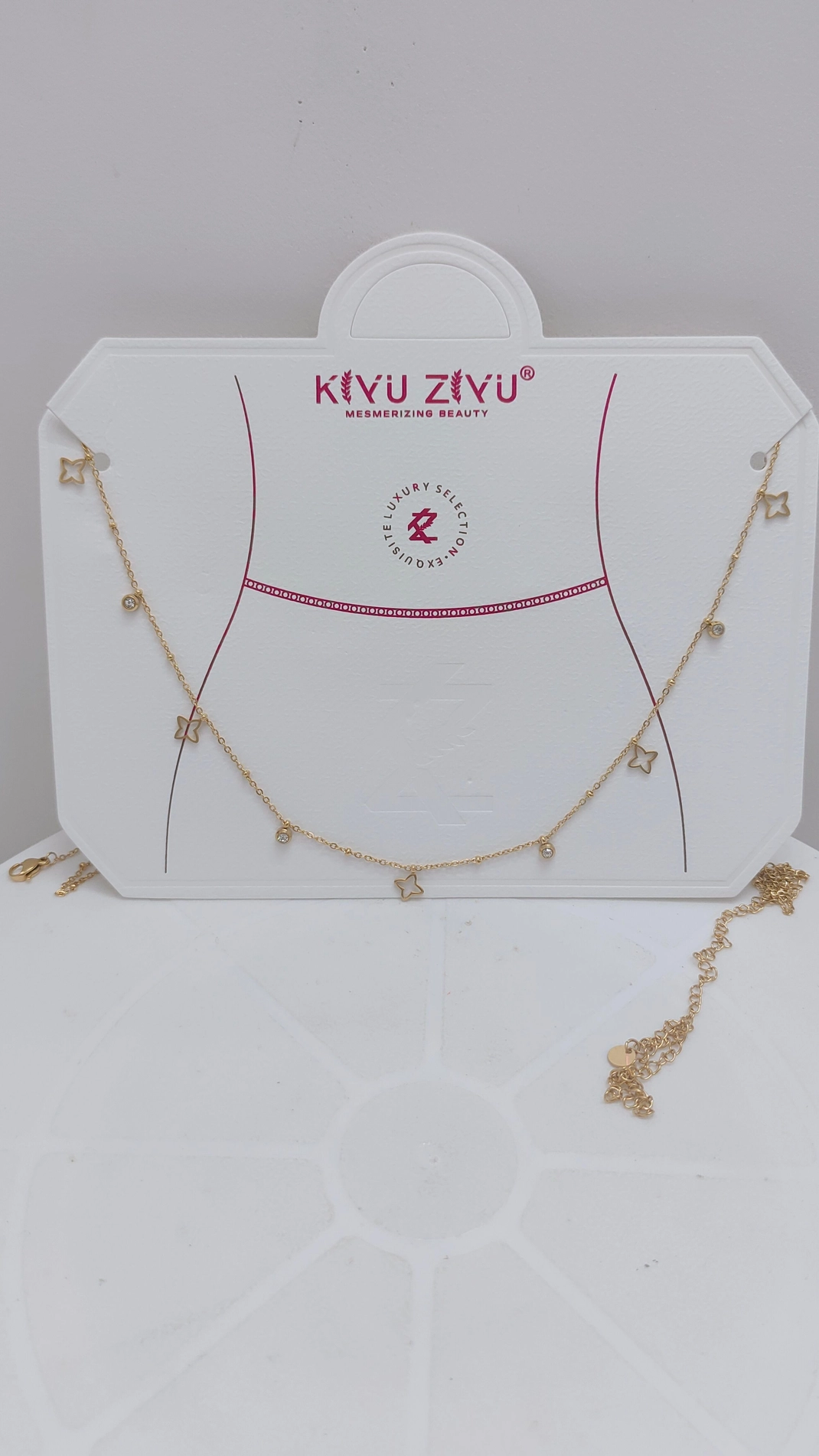 Antitarnish clover & Stone Waist chain 36