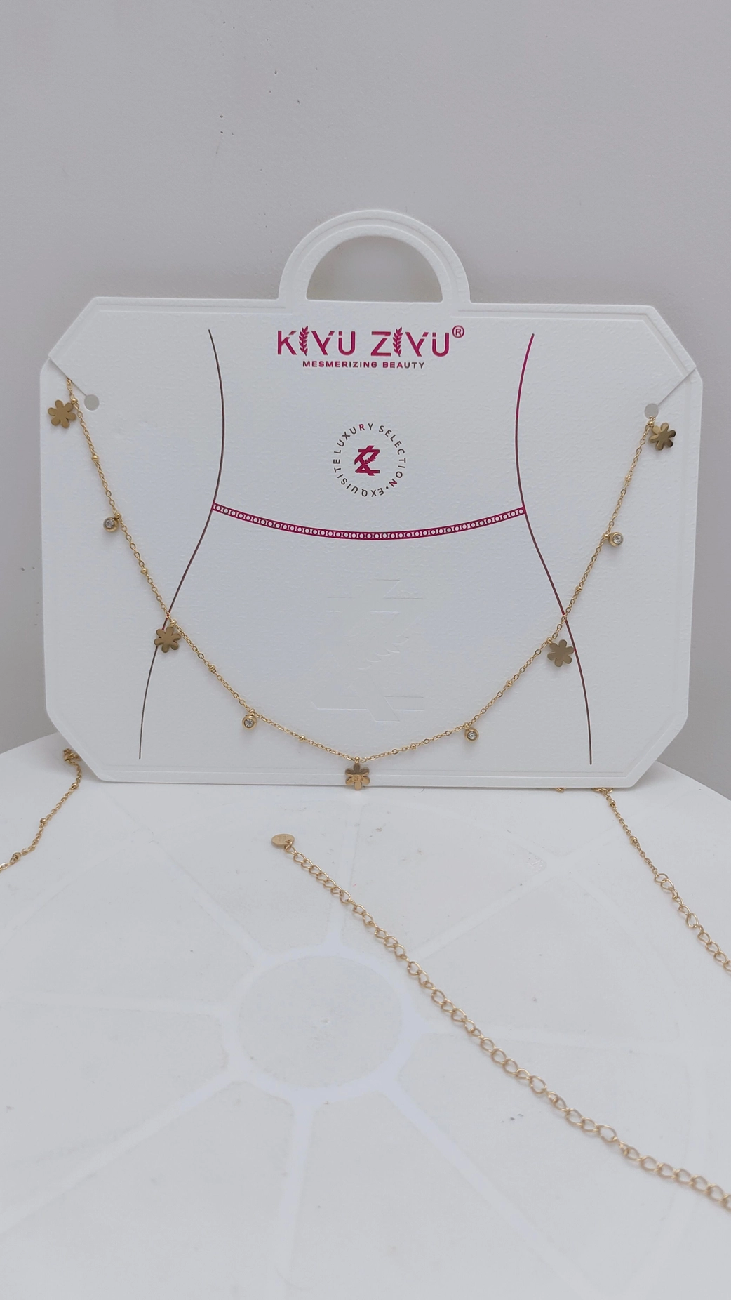 Antitarnish Flower & Stone Waist chain