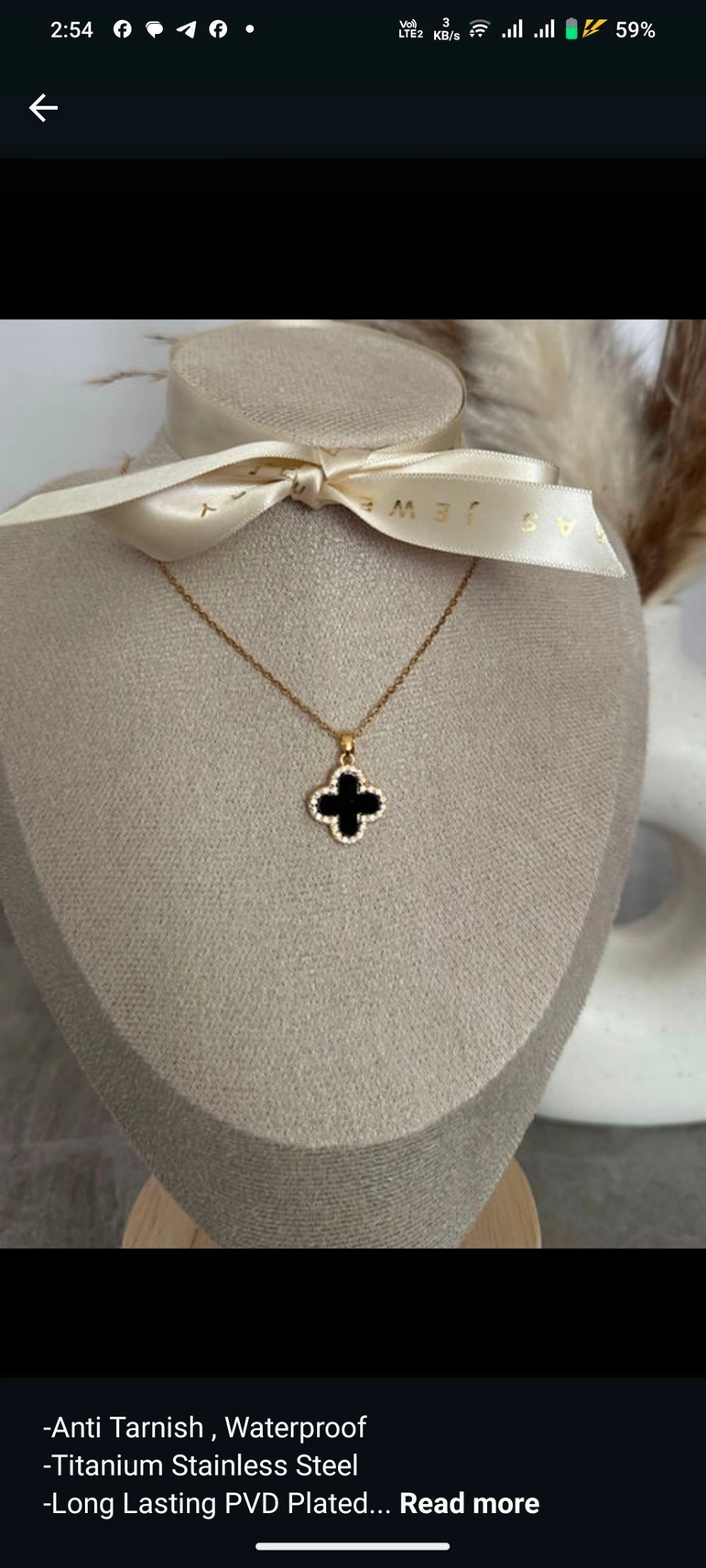 Antitarnish Black & White Reversible clover Necklace