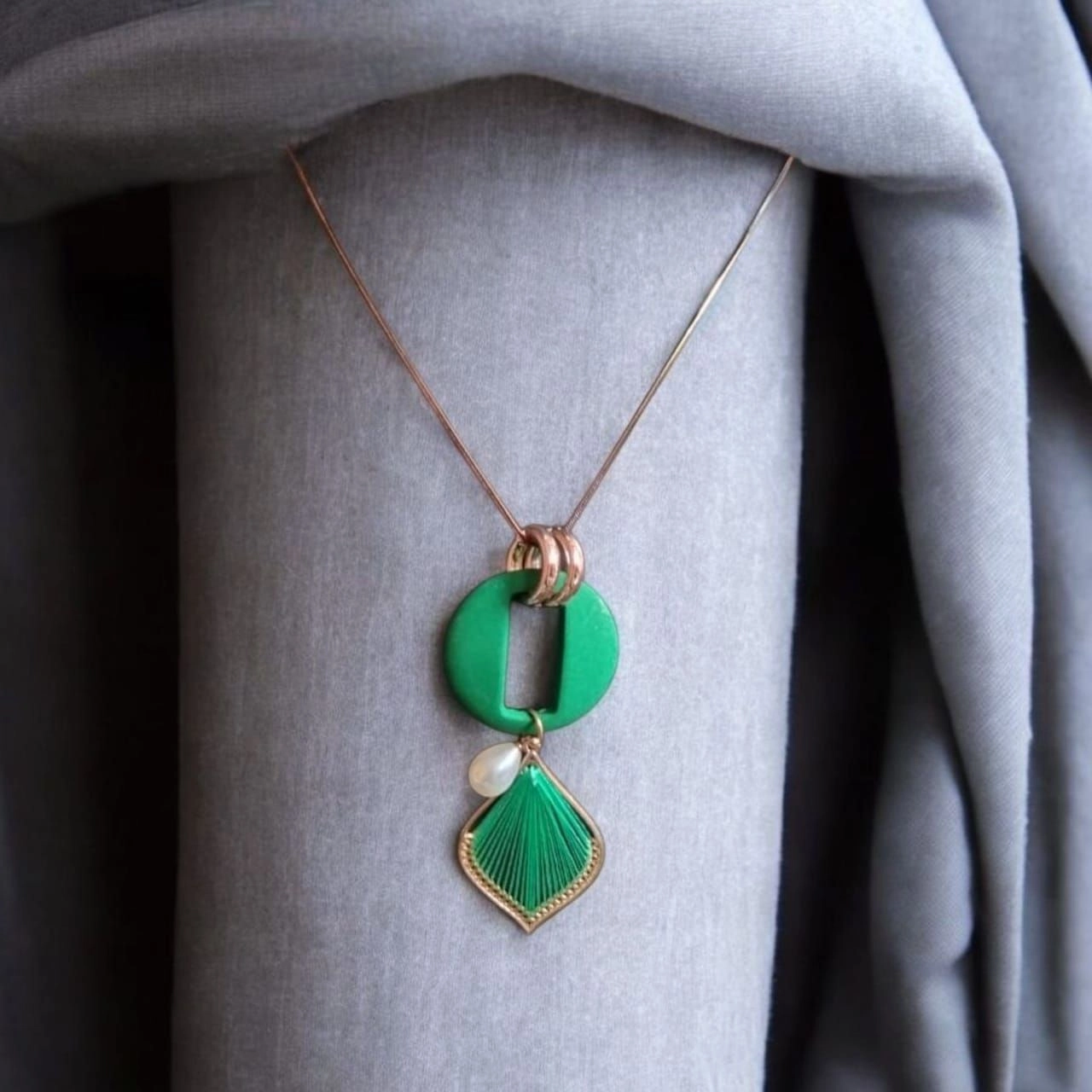Elegant Green Pendant Necklace for Women | Trendy Gold Finish Jewellery
