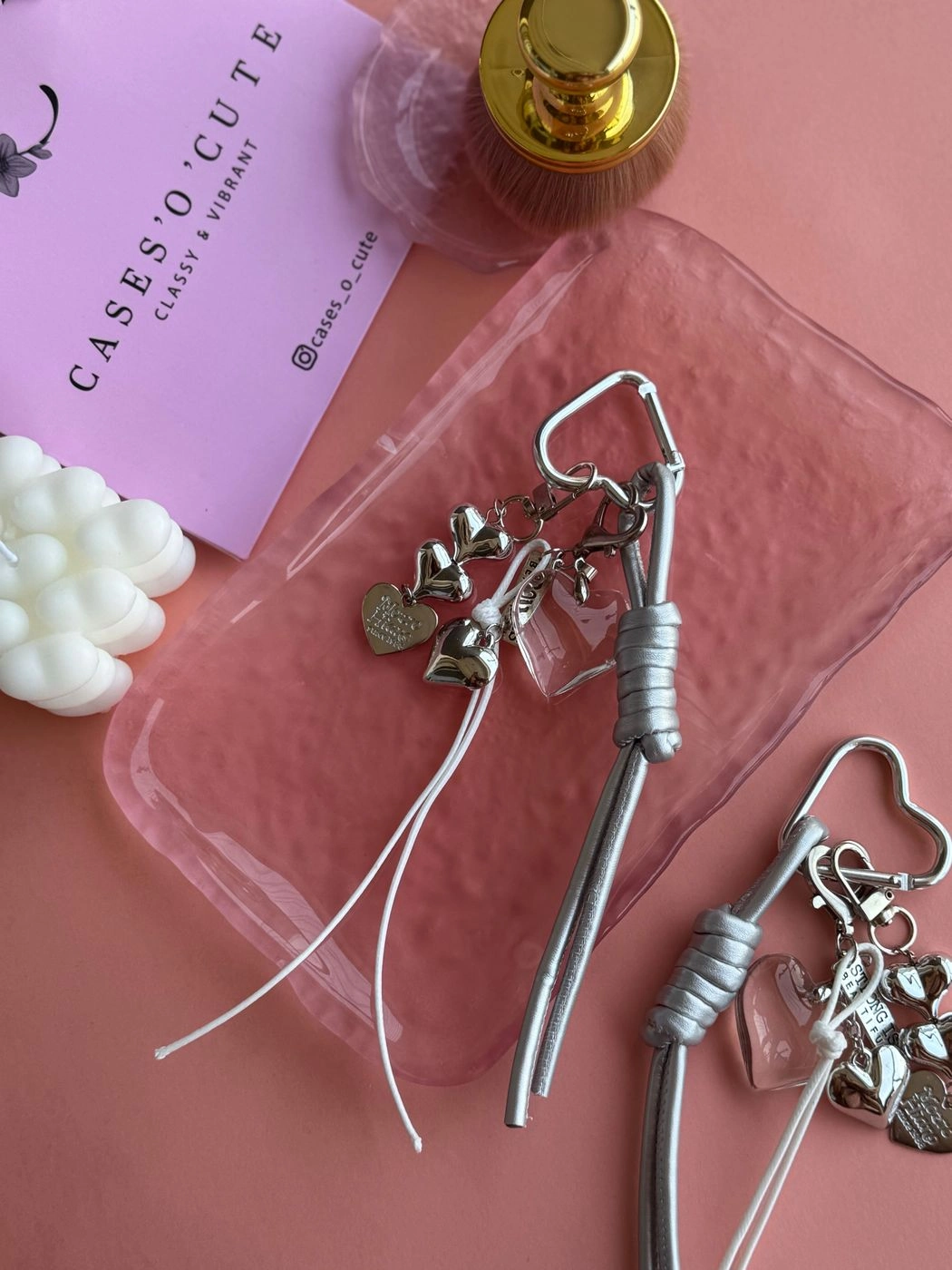 Silver heart Bag Charm