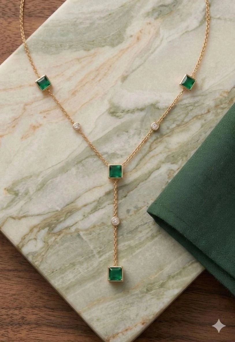 The Verdant Drop Lariat Neclace