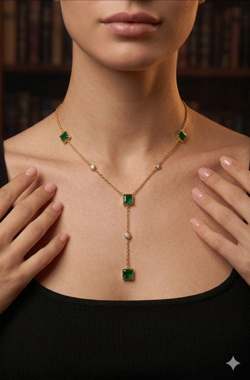 The Verdant Drop Lariat Neclace