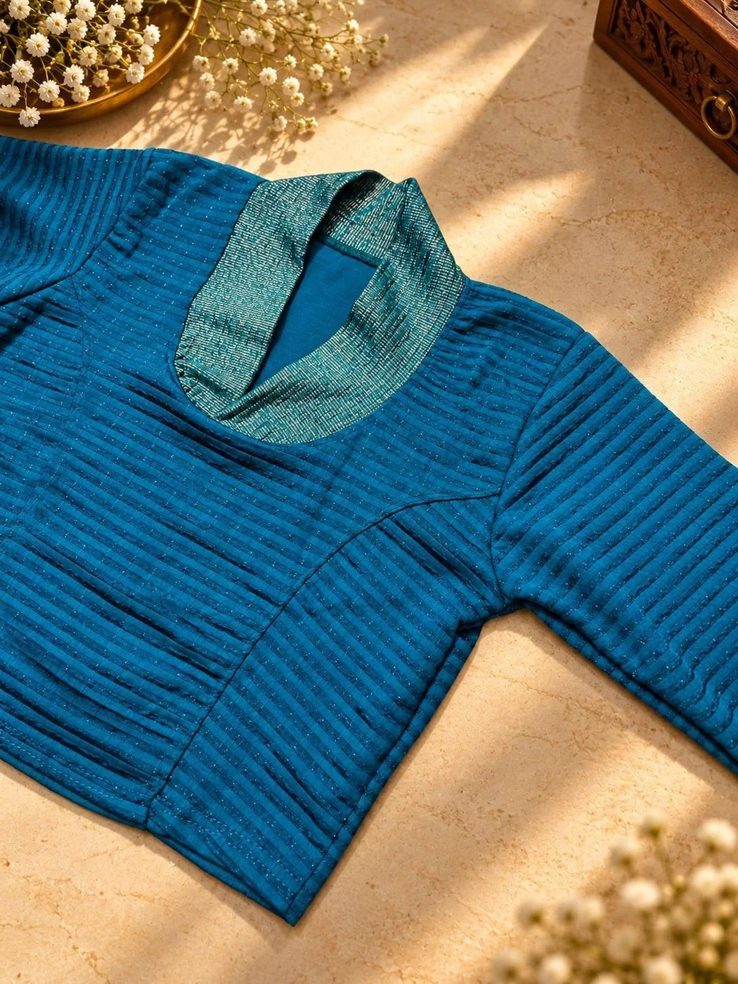 Teal Blue Collar Neck SS01 3