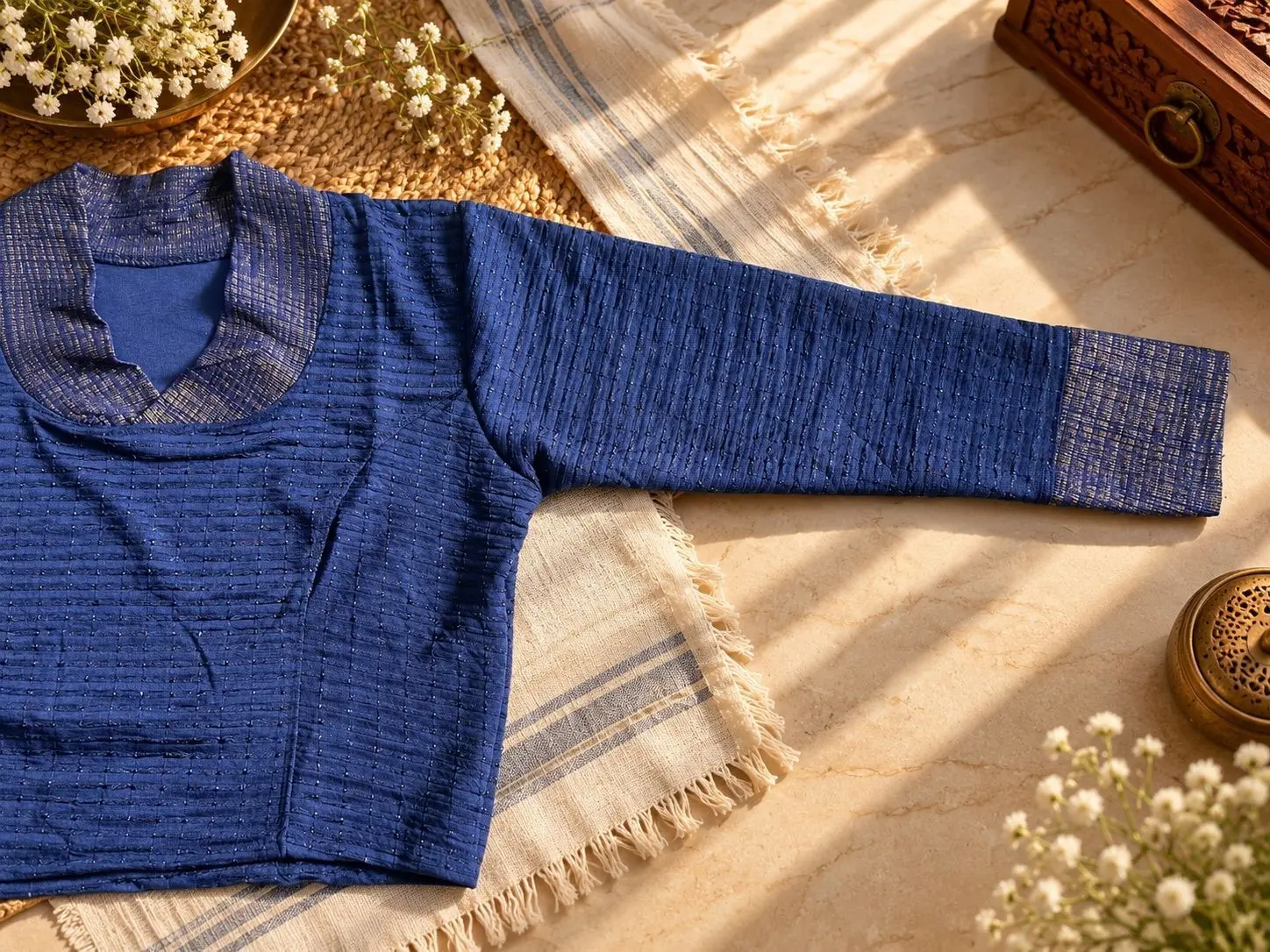 Navy Blue Collar Neck SS04 1