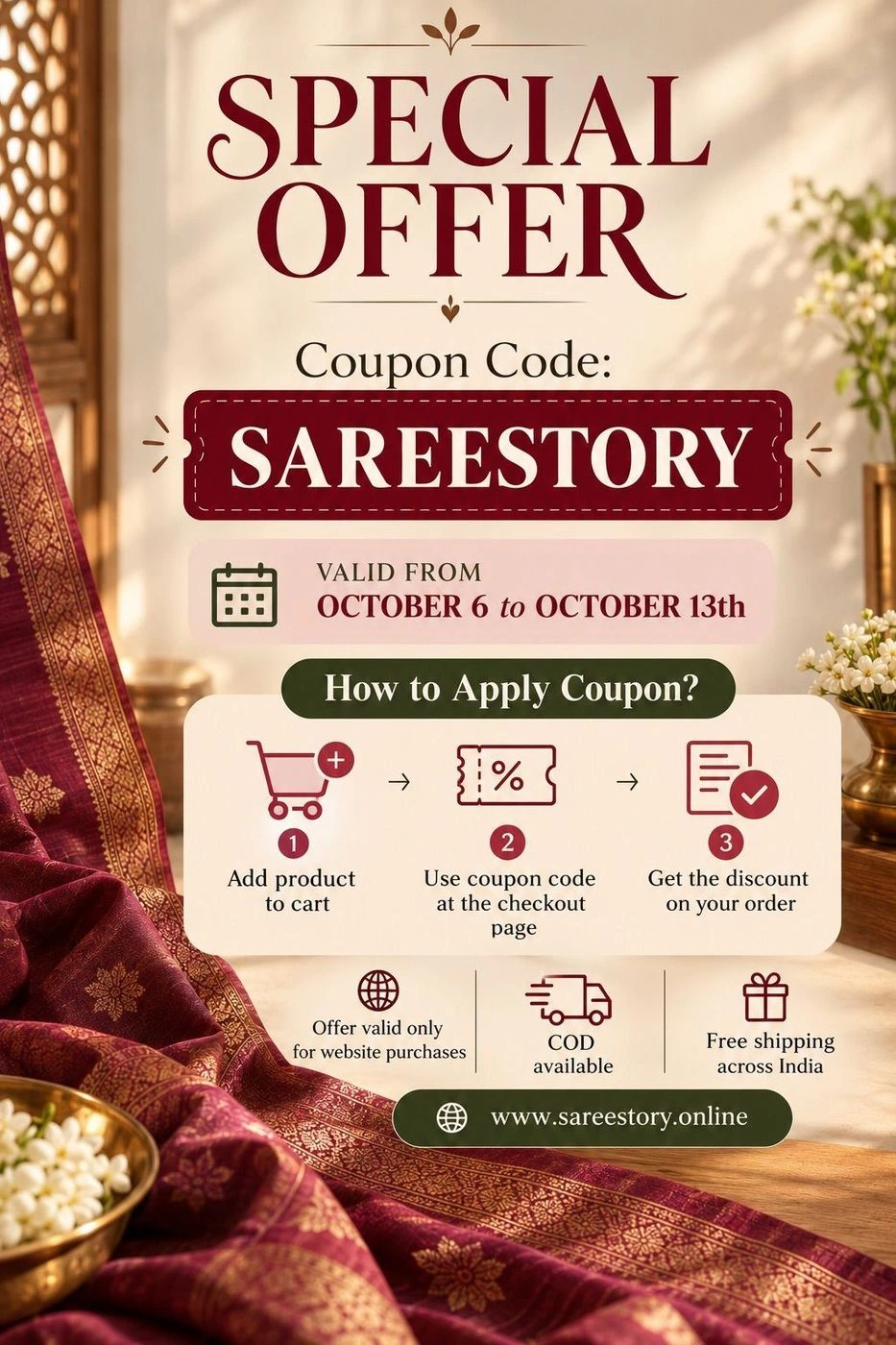 COUPON CODE : SAREESTORY