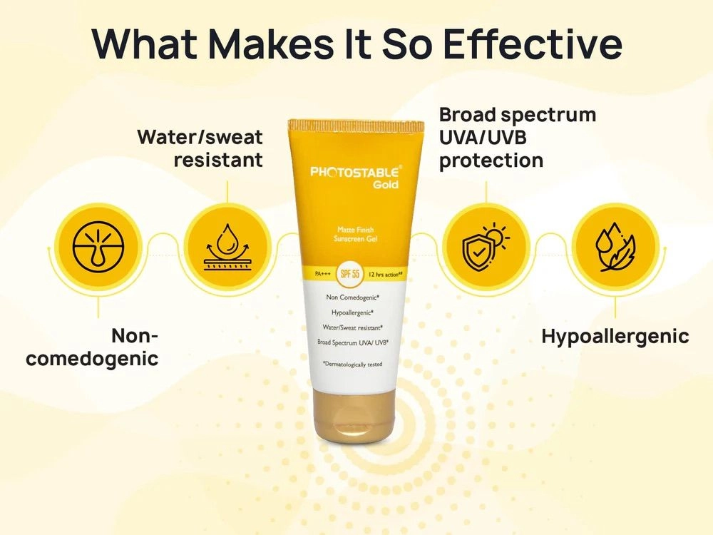 hotostable Gold Matte Finish Sunscreen Gel SPF 55-50g 3