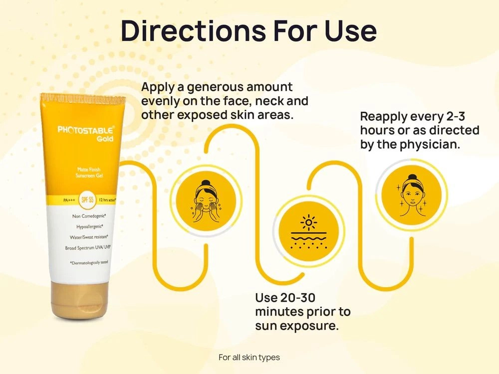 hotostable Gold Matte Finish Sunscreen Gel SPF 55-50g 4