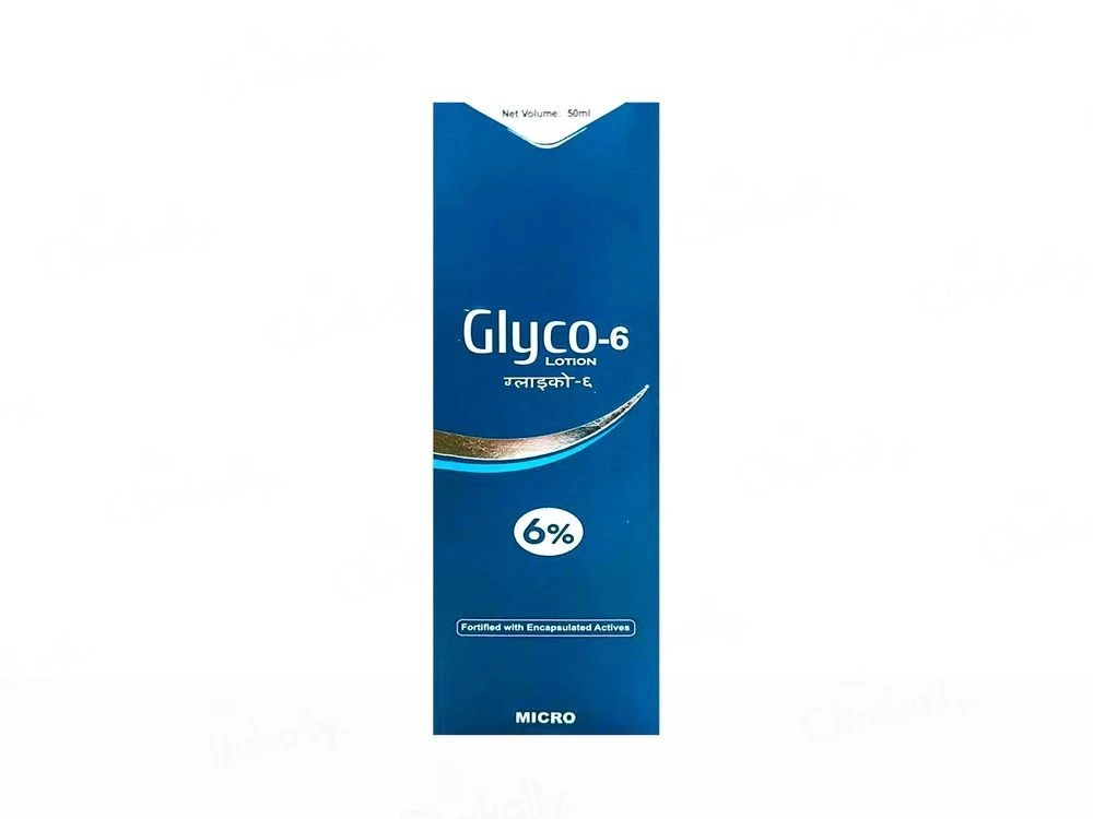 Gluco-6 Glycolic Acid Lotion 6% (50ml) | AHA Exfoliating Body & Face Lotion | For Rough Skin, Keratosis Pilaris, Acne Marks & Pigmentation | Encapsulated Active Formula 1