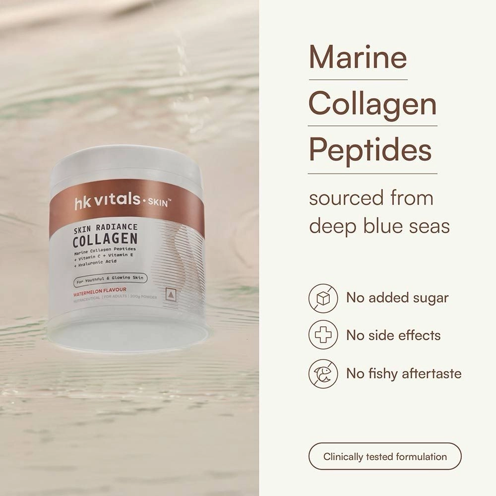 HK Vitals Skin Radiance Marine Collagen Powder 200g | Vitamin C, Vitamin E & Hyaluronic Acid water melon flavour. 4
