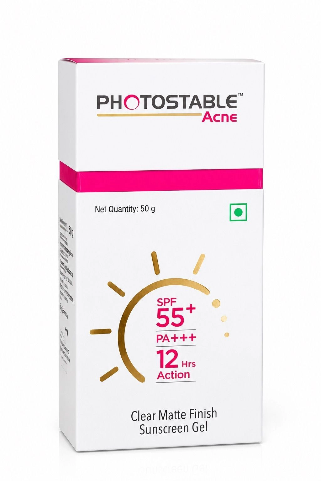 Photostable Acne Sunscreen Gel SPF 55+ PA+++ | Clear Matte Finish | 50g | Oil-Free UV Protection 2