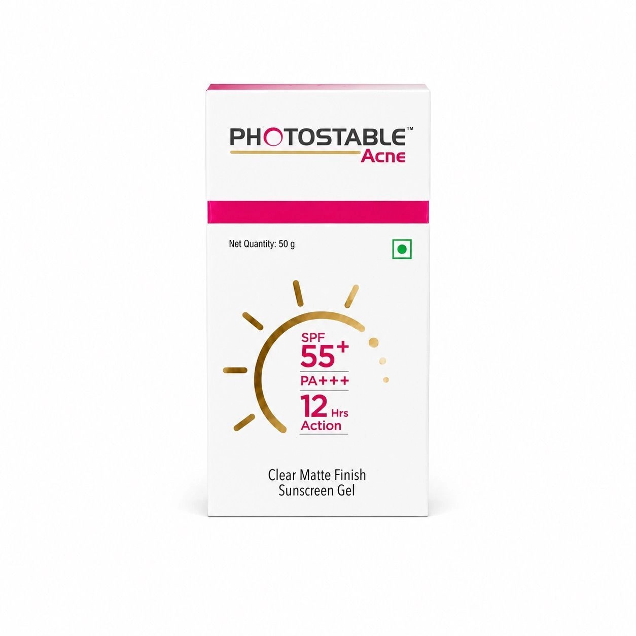 Photostable Acne Sunscreen Gel SPF 55+ PA+++ | Clear Matte Finish | 50g | Oil-Free UV Protection 1