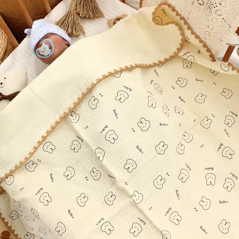 4-Layer Muslin Blanket- Rabbit Print