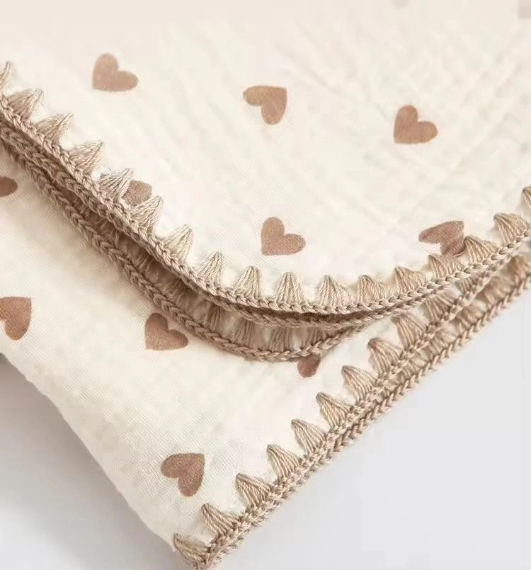 4-Layer Muslin Blanket - Heart Print 3