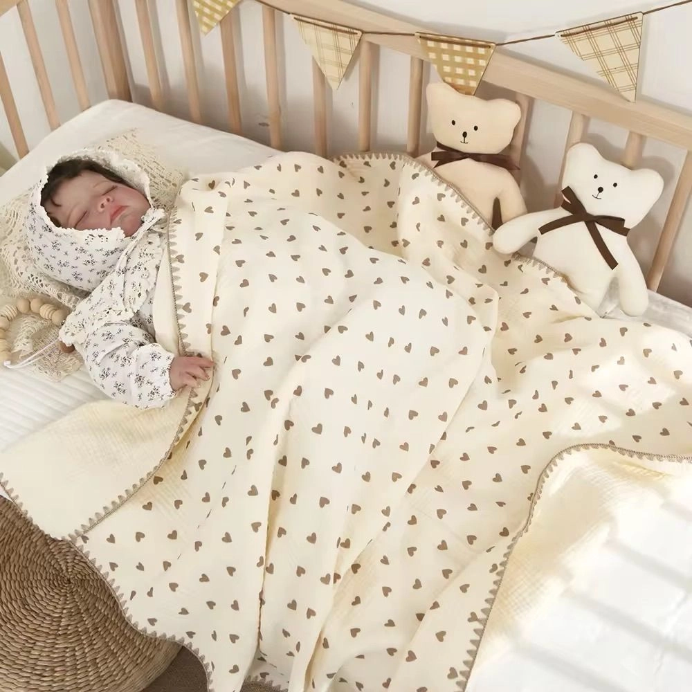 4-Layer Muslin Blanket - Heart Print 5