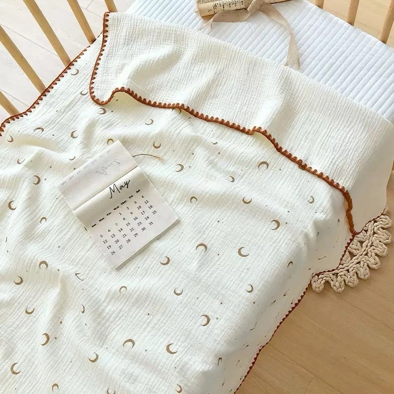 4-Layer Muslin Blanket - Moon Print 1