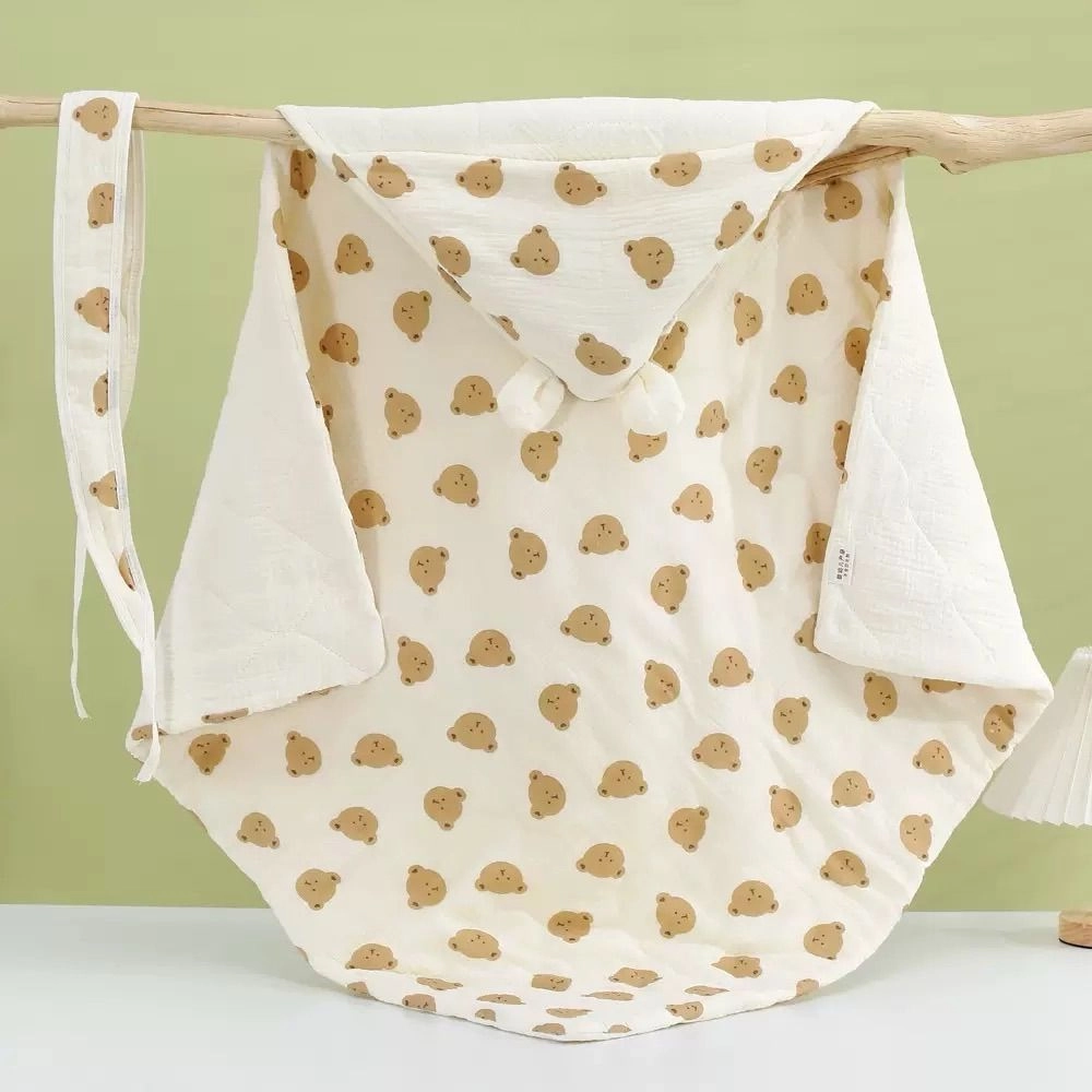 Muslin Hooded Quilted Blanket - Teddy 2