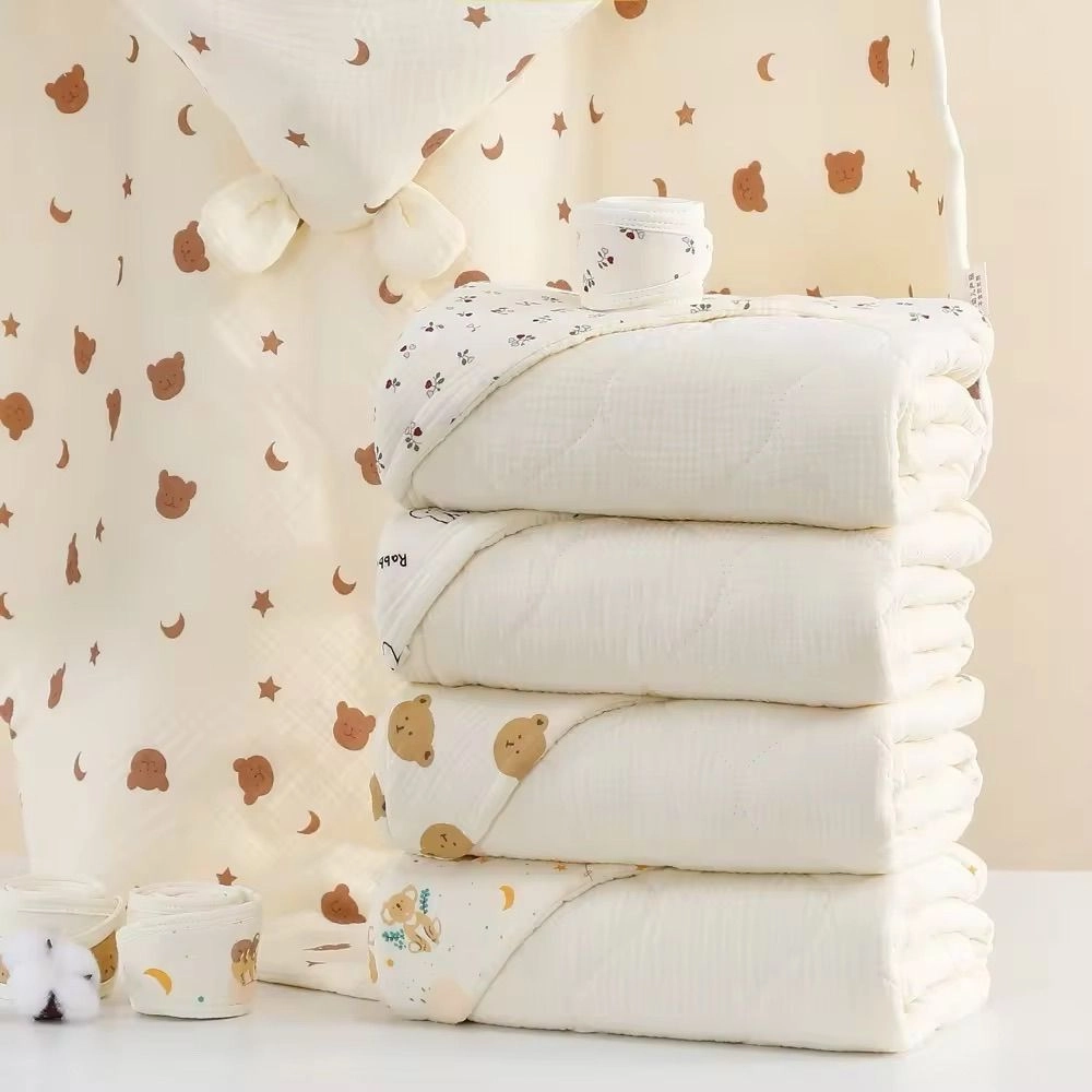 Muslin Hooded Quilted Blanket- Teddy Moon Star 6
