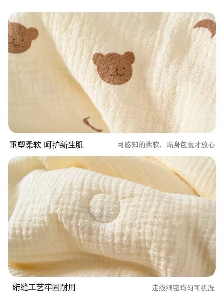 Muslin Hooded Quilted Blanket- Teddy Moon Star 4
