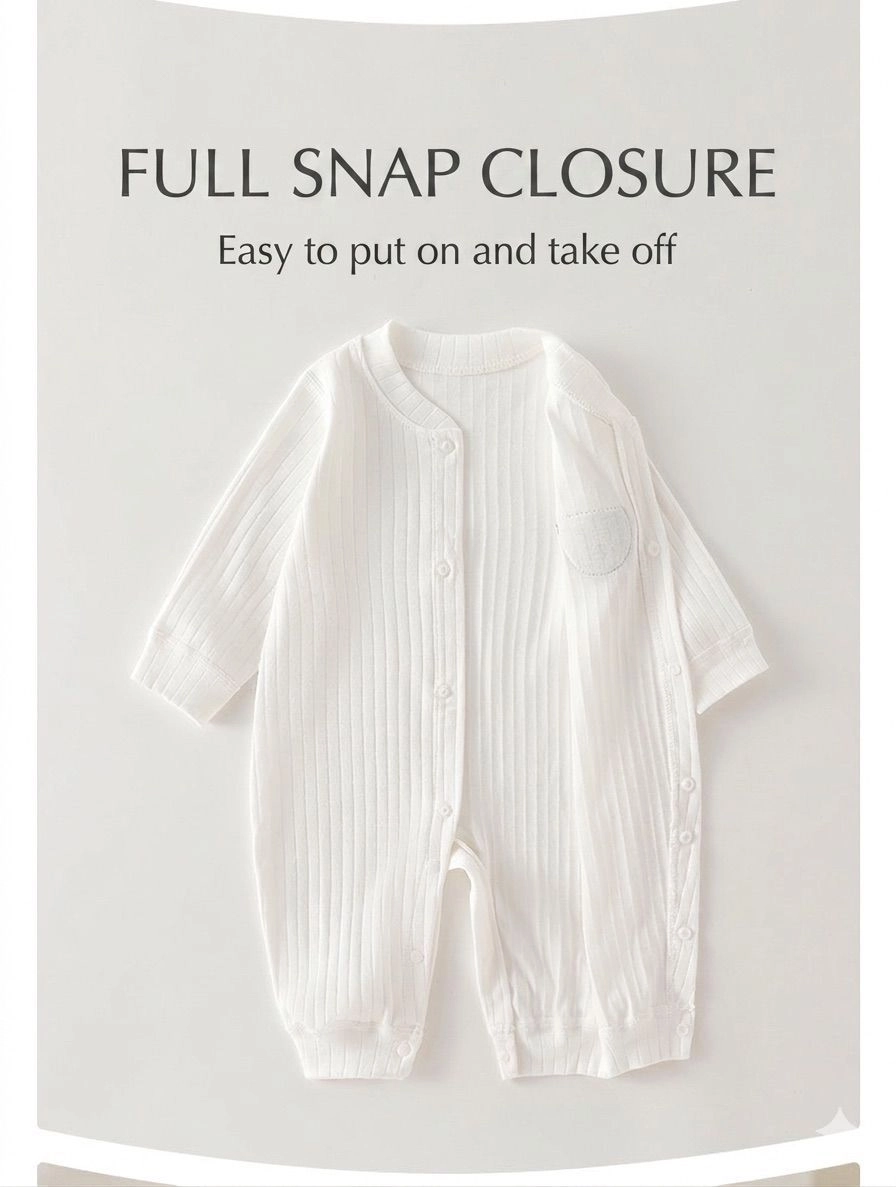 Newborn Ribbed Cotton Romper with Teddy Patch 3