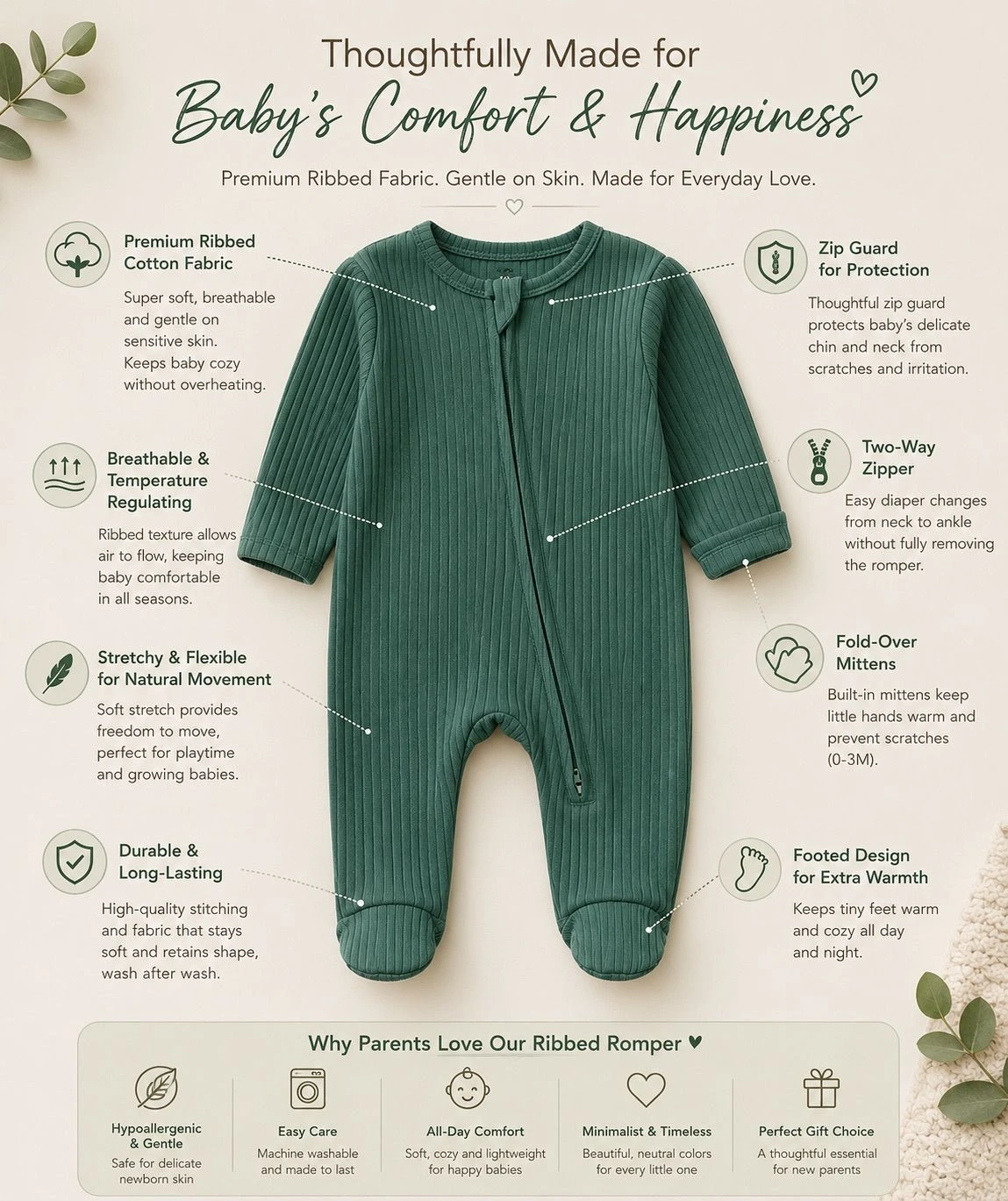 Newborn Premium Ribbed Sleepsuit