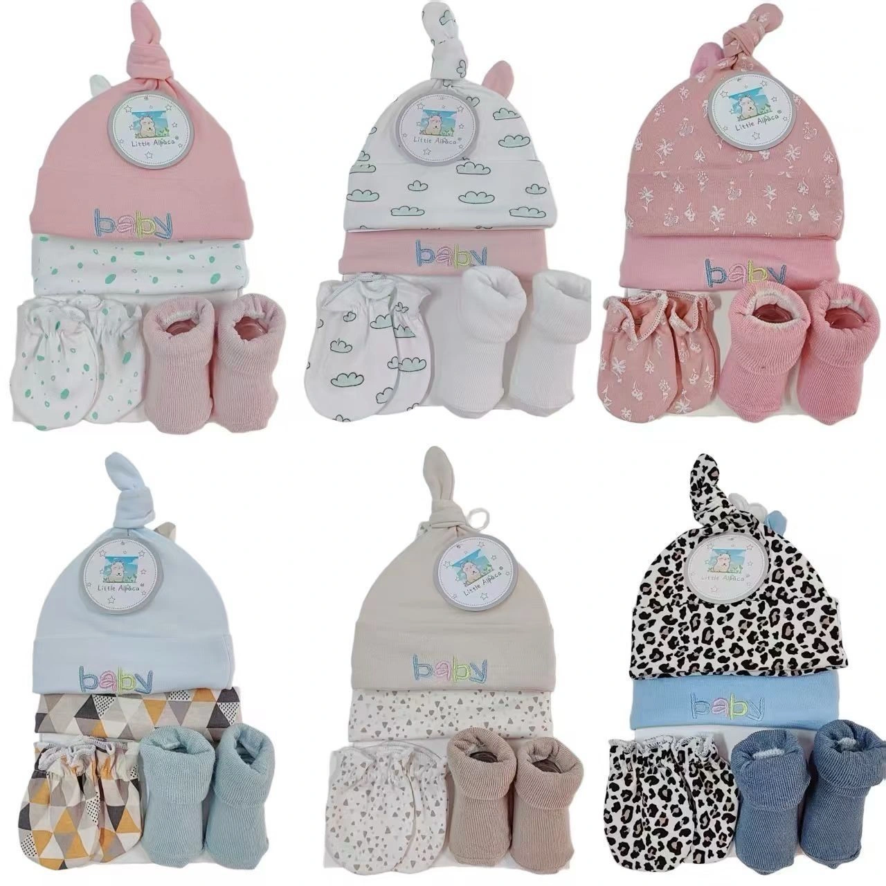 Newborn Cap, Mittens & Sock set - 4 pc set